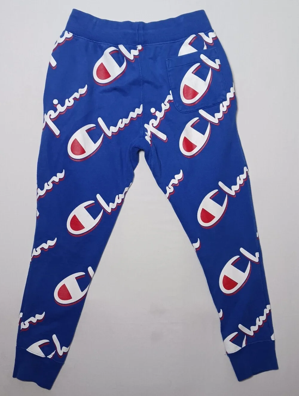 Vintage Champion Mens Reverse Weave Joggers Medium Blue Dropshadow Print P3700 - Picture 7 of 13